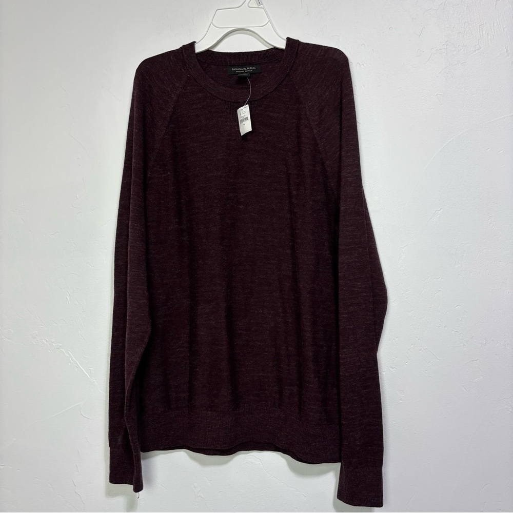 Banana Republic Organic Cotton Men's Medium Sweater 100% Cotton Burgundy NWT NEW